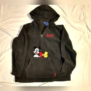 Disney Mickey Gray Fleece Hoodie with Mickey Applique. Size Large